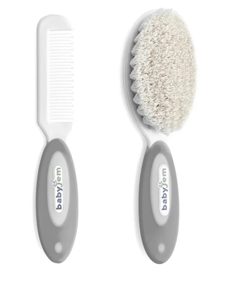 Set perie si pieptene BabyJem Natural Gri