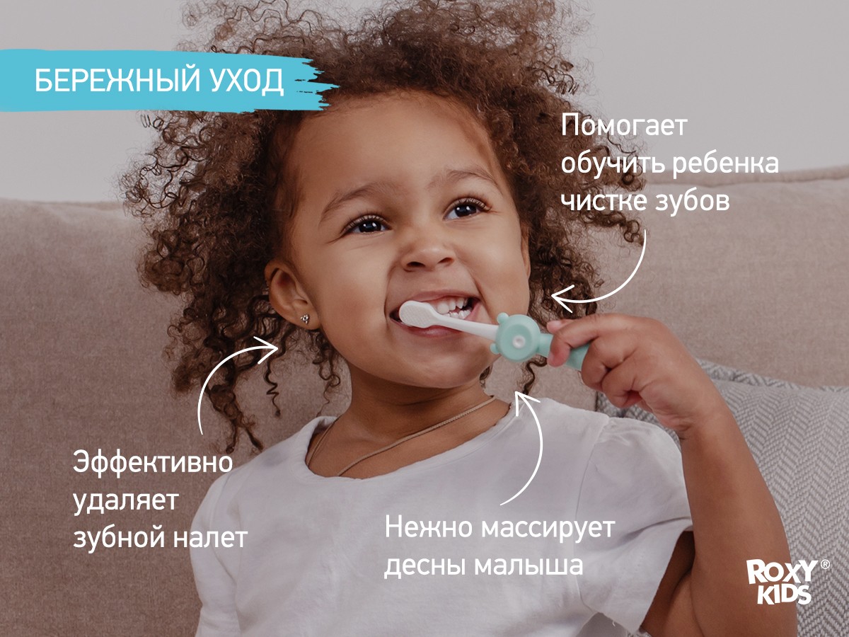 Set periute de dinti Roxy Kids Ursulet (2 buc.) Mint+Albastru (RTB-010-MB)