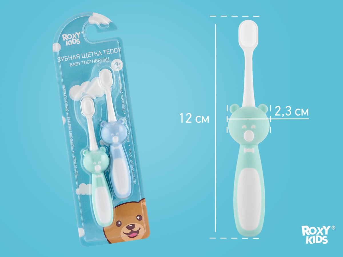 Set periute de dinti Roxy Kids Ursulet (2 buc.) Mint+Albastru (RTB-010-MB)