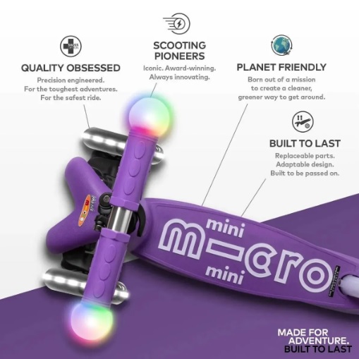Trotineta Micro Mini Deluxe Magic LED Purple - imagine 9