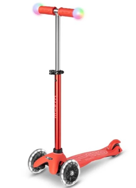 Trotineta Micro Mini2Grow Deluxe Magic LED Red