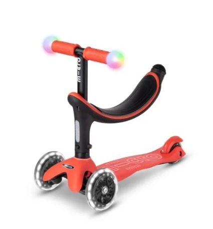 Trotineta Micro Mini2Grow Deluxe Magic LED Red
