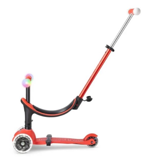 Trotineta Micro Mini2Grow Deluxe Magic LED Red