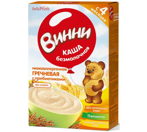 [:ru]Винни Каша безмолочная гречневая низкоаллергенная (4м +) 200 гр.[:ro]Винни Terci fara lapte din hrişcă cu nivel scăzut de alergen (4 m+) 200 gr.[:]