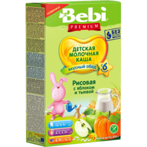 [:ru]Bebi Молочная рисовая каша Premium с яблоком и тыквой 200 гр. (6+)[:ro]Bebi Terci de orez cu lapte Premium cu mere și dovleac 200 gr.(6+)[:]