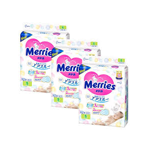 [:ru]Набор 3 х Подгузники Merries размер S (4-8 кг), 82 шт. [:ro]Set 3 x Scutece Merries marimea S (4-8 kg), 82 buc. [:]