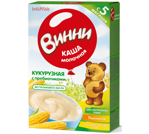 Винни Каша молочная Кукурузная c пребиотиками (5 m+) 200 гр.