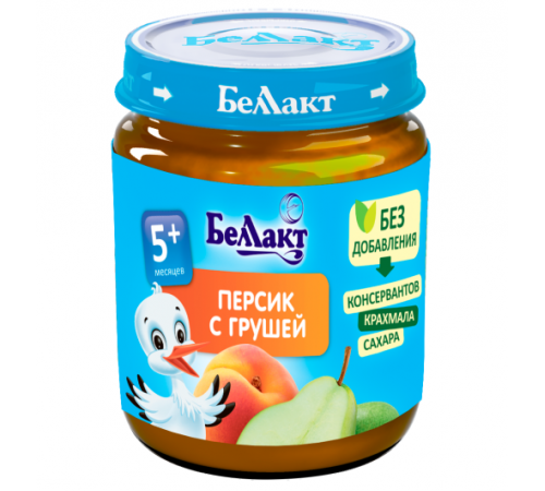 Беллакт Пюре из персиков и груш 100 гр. (5 м. +)