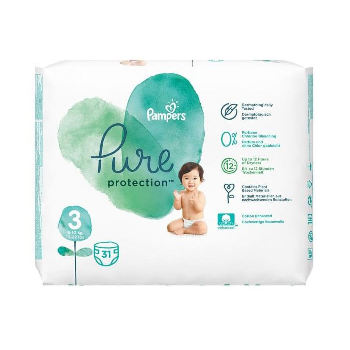 [:ru]Подгузники Pampers Pure Protection 3 (6-10 кг), 31 шт. [:ro]Scutece Pampers Pure Protection 3 (6-10 kg), 31 buc. [:]