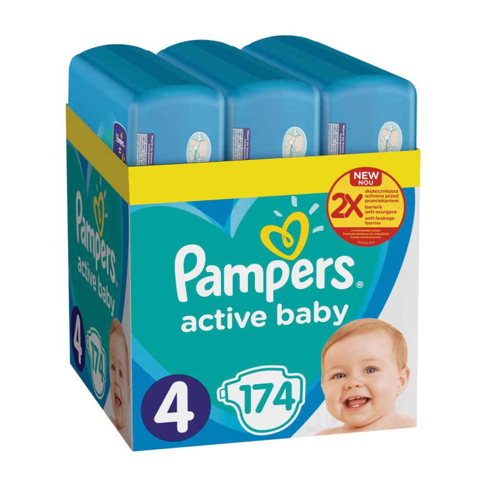 [:ru]Подгузники Pampers Active Baby 4 Maxi XXL Box (8-14 кг), 174 шт. [:ro]Scutece Pampers Active Baby 4 Maxi XXL Box (8-14 kg), 174 buc. [:]