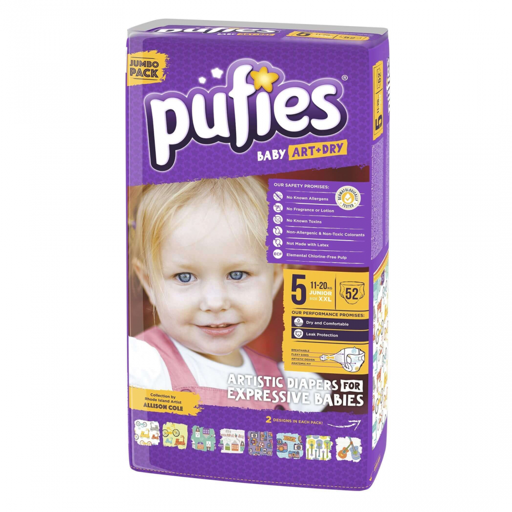 [:ru]Подгузники Pufies Baby Art&Dry 5 (11-20 кг), 52 шт. [:ro]Scutece Pufies Baby Art&Dry 5 (11-20 kg), 52 buc. [:]