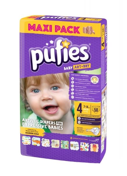 Подгузники Pufies Baby Art&Dry 4 (7-14 кг), 58 шт.