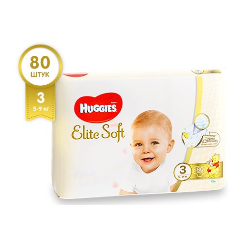 [:ru]Подгузники Huggies Elite Soft Mega 3 (5-9 кг), 80 шт. [:ro]Scutece Huggies Elite Soft Mega 3 (5-9 kg), 80 buc. [:]