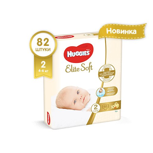Scutece Huggies Elite Soft Mega 2 (4-6 kg), 82 buc.