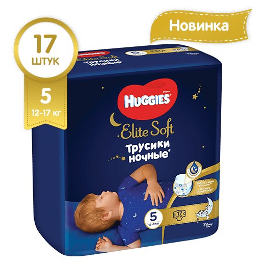 Chilotei de noapte Huggies Elite Soft 5 (12-17 kg), 17 buc.