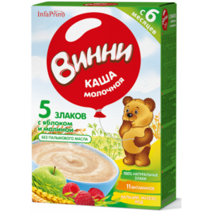 Винни Terci cu lapte 5 cereale cu mere si zmeura (6m +) 200 gr.