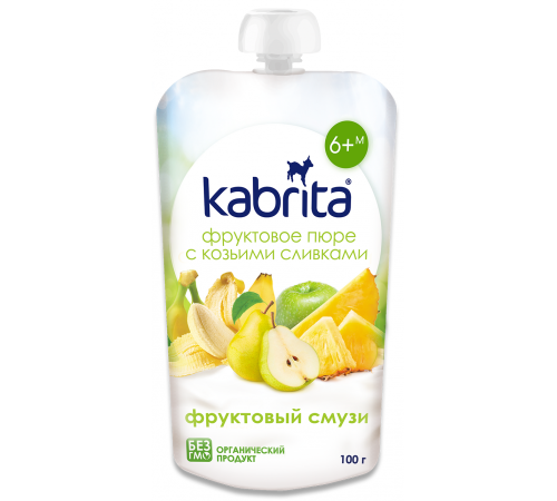 [:ru]Kabrita Пюре с козьими сливками "Фруктовый смузи" (6 м+) 100 гр.[:ro]Kabrita Piure cu frișсă de capra "Amestec de fructe" (6 m +) 100 gr.[:]