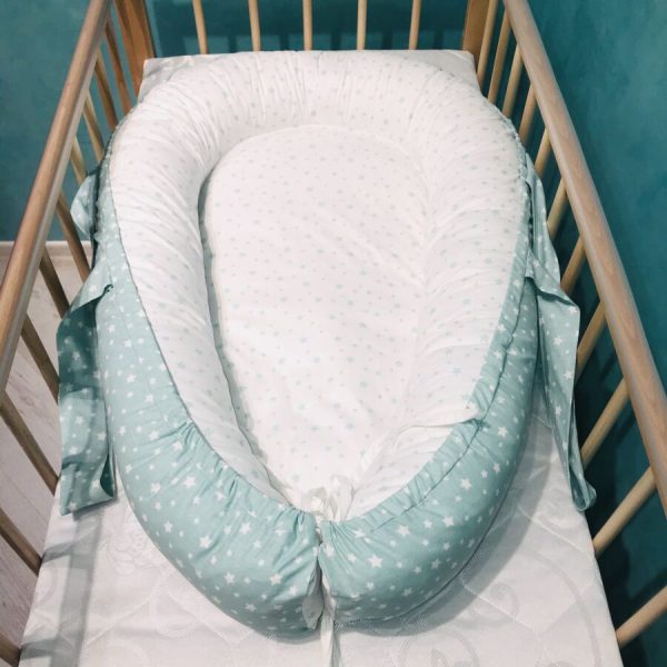[:ru]Гнездышко для малыша Babynest Звёздочки бело - ментоловый ES   [:ro]Cuib pentru bebelusi Babynest Steluțe alb - mentol ES [:]