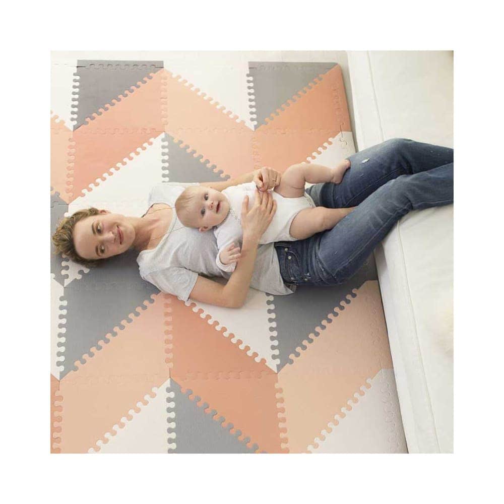 Covoras de joaca puzzle Skip Hop Geometric Playspot, Gri / Roz - imagine 2