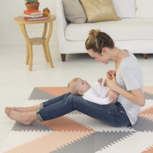 Covoras de joaca puzzle Skip Hop Geometric Playspot, Gri / Roz - imagine 3