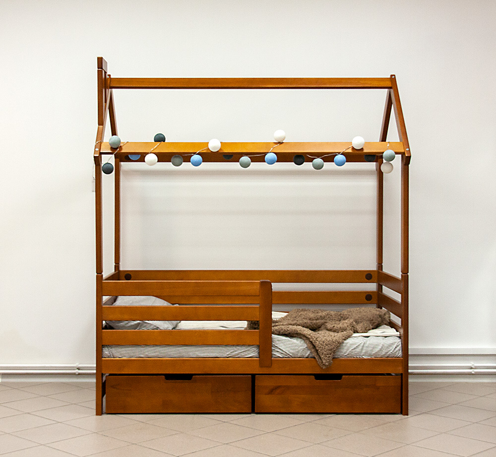 Pat pentru copii Căsuță Mini Cafeniu 160x80cm (resigilat)