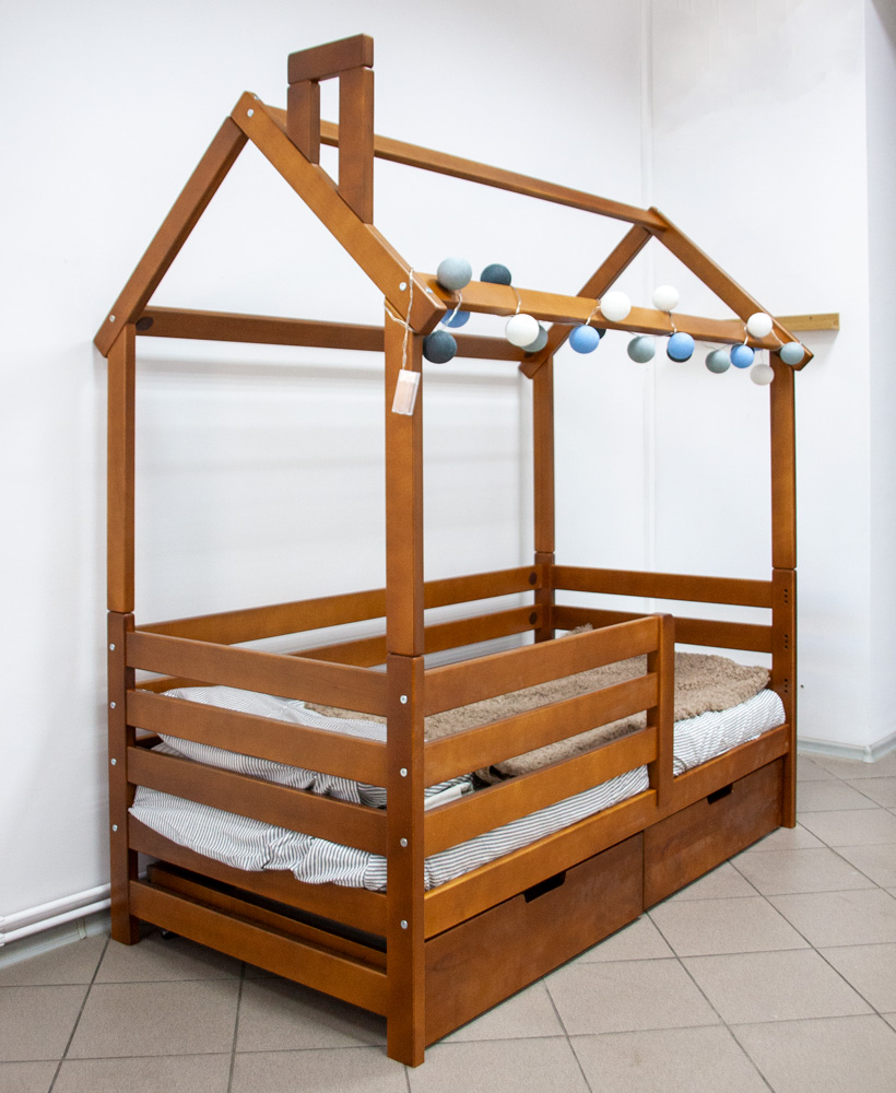 Pat pentru copii Căsuță Mini Cafeniu 160x80cm (resigilat) - imagine 2