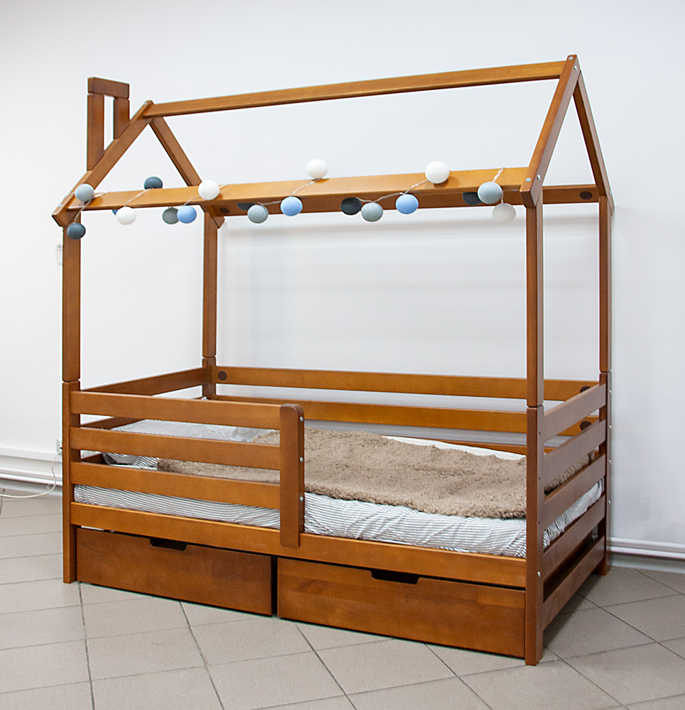 Pat pentru copii Căsuță Mini Cafeniu 160x80cm (resigilat) - imagine 3