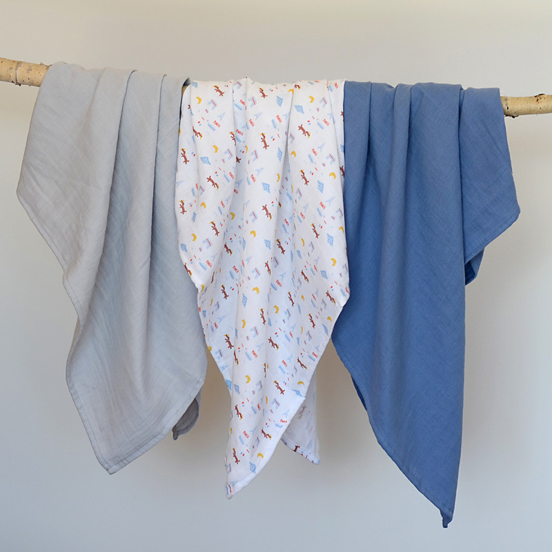 [:ru]Набор из 3 пеленок Beaba Organic Cotton Muslin 70×70 см. Paris Blue B920342[:ro]Set 3 Museline Beaba bumbac organic 70×70 cm Paris Blue B920342[:] - imagine 6