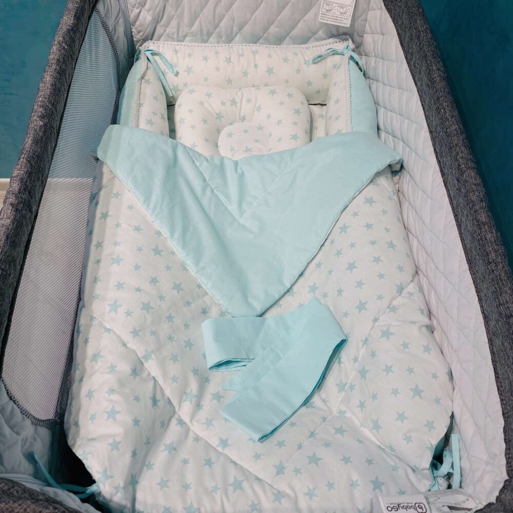Набор Babynest с пледом 3 элемента - Звездочки голубые — изображение 3