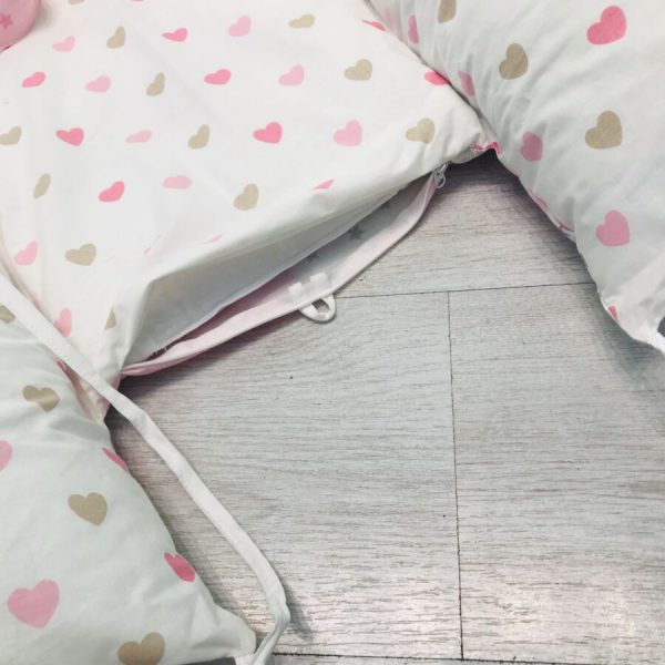 Гнездышко для малыша Babynest Сердечки розово - бежевые BTD