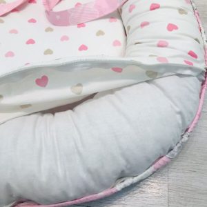 Гнездышко для малыша Babynest Сердечки розово - бежевые BTD - изображение 3