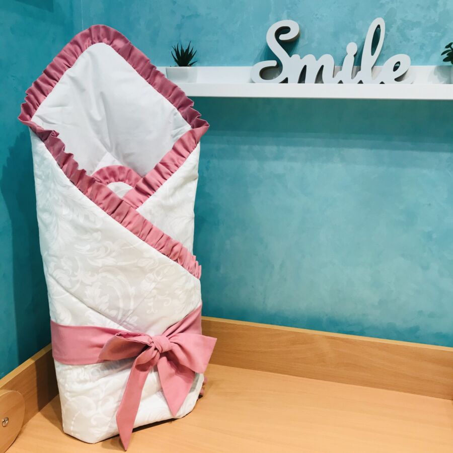Конверт- Одеяло BabyTerra Dream – для новорожденных осень-зима бело-розовый - изображение 1
