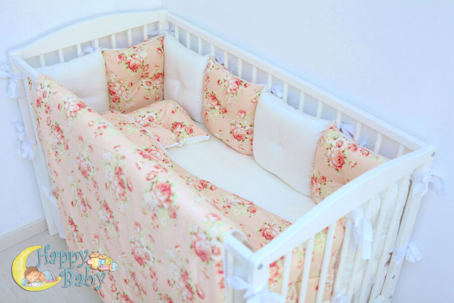 Set de lenjerie din satin Bujori mari culoarea piersic - imagine 2