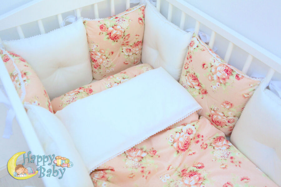 Set de lenjerie din satin Bujori mari culoarea piersic - imagine 4